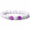 bracelet perles blanches et violettes femme 