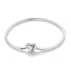 Bracelet ado fille 12 ans en argent à mailles fines avec cœur poli orné de papillons bleus et violets