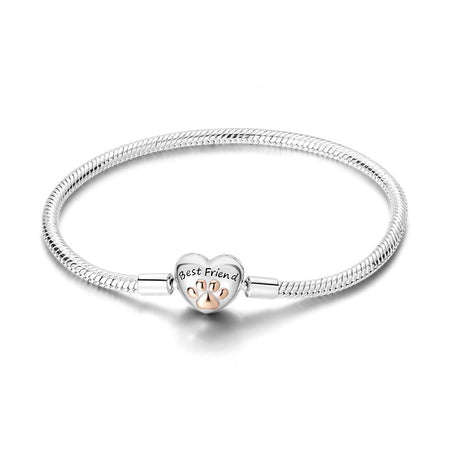 Bracelet amitié fille en argent chaîne serpent cœur gravé 