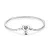 Bracelet argent fille ado chaîne serpent avec cœur serti de pierres multicolores et fleur suspendue