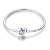 Bracelet argent petite fille cœur licorne multicolore maille serpent polie avec étoiles et lune