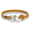 Bracelet homme cordage nautique jaune ocre à double toron et fermoir maillons acier Oyster poli