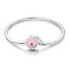 Bracelet fille 11 ans en argent avec médaillon cœur rose cadenas et clef en pendentif