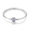 Bracelet fille 13 ans en argent maille serpent avec perle ovale à cristaux rose violet et bleu