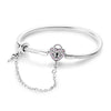 Bracelet fille 9 ans en argent chaîne serpent avec cadenas cœur orné de pierres roses facettées
