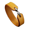 Bracelet homme cuir véritable jaune monobande à fermoir crochet acier satiné et surpiqûre