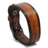 Bracelet homme cuir véritable vintage à grain marron monobande large à ardillon rivetée