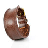 Bracelet manchette homme cuir véritable marron à boucle dorée ajustable de 18 cm à 23 cm