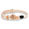Bracelet homme marin cordage nylon beige doté d'une poulie d'accastillage de bateau cuivrée patinée et d'une surliure latérale noire