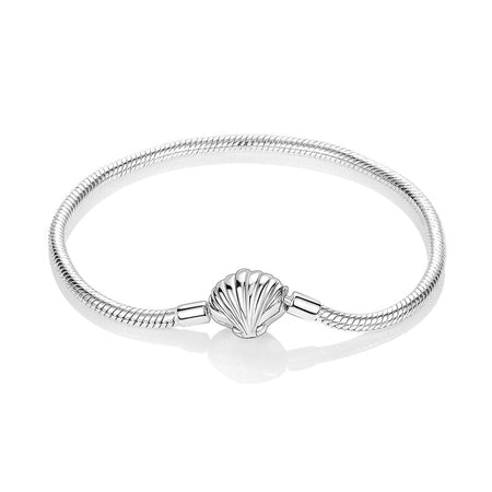 Bracelet pour ado fille en argent à maille serrée avec coquillage central en médaillon