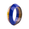 Bracelet manchette pour femme Résine acrylique bicolore, bleue opaque et ambrée translucide avec finition miroir