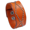 Manchette homme en cuir véritable camel ornée de rivets sombres en relief