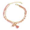 bracelet chaîne perlée rose