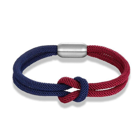 bracelet homme corde marin bleu et rouge