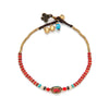 bracelet de cheville ethnique rouge