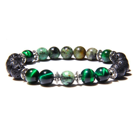 bracelet homme perle couleur noir et vert