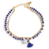bracelet chaîne perlée bleue
