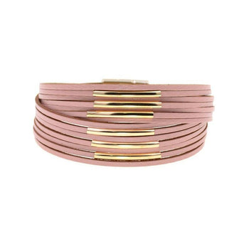 bracelet femme en cuir rose