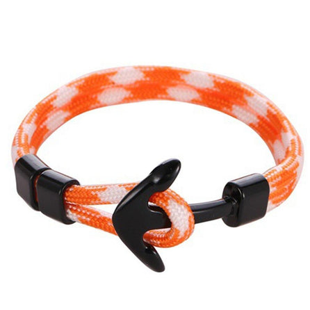bracelet corde ancre homme orange