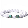 bracelet perles blanches et bleues femme 