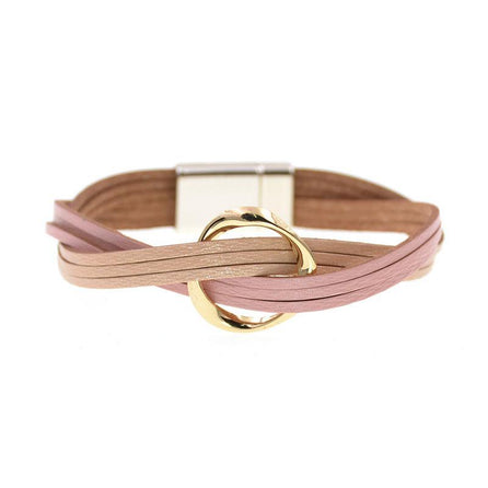 bracelet pour femme en cuir rose