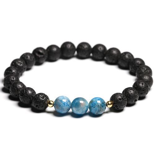 bracelet perle pierre femme bleu et noir