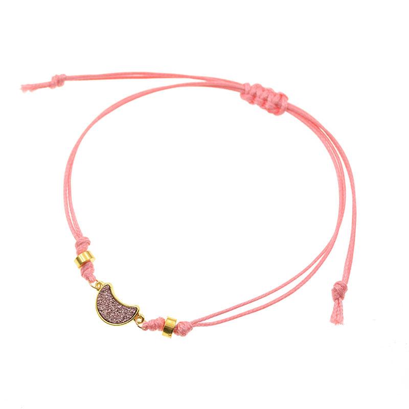 bracelet cheville cordon rose