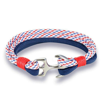 bracelet pour homme avec ancre bleu blanc rouge