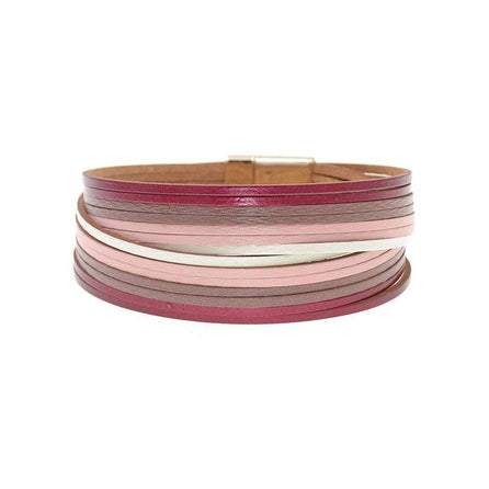 bracelet lien cuir femme rose