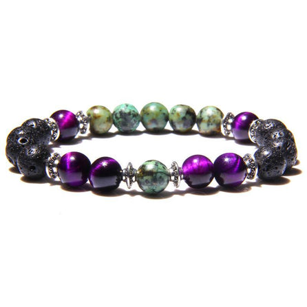 bracelet homme perle couleur noir et violet