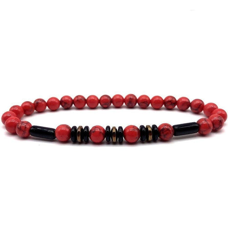 bracelet perle pour homme rouge