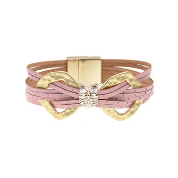 bracelet fantaisie cuir femme rose