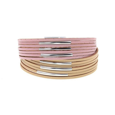 bracelet cuir femme rose