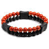 bracelet à perle homme rouge et noir