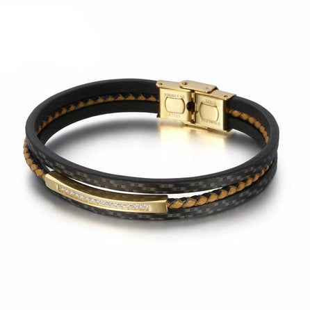bracelet en cuir homme or