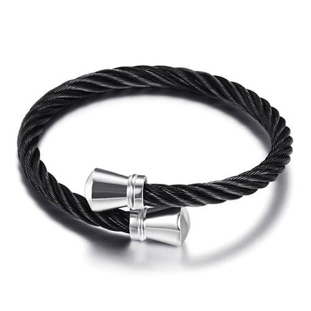 bracelet câble acier noir femme 