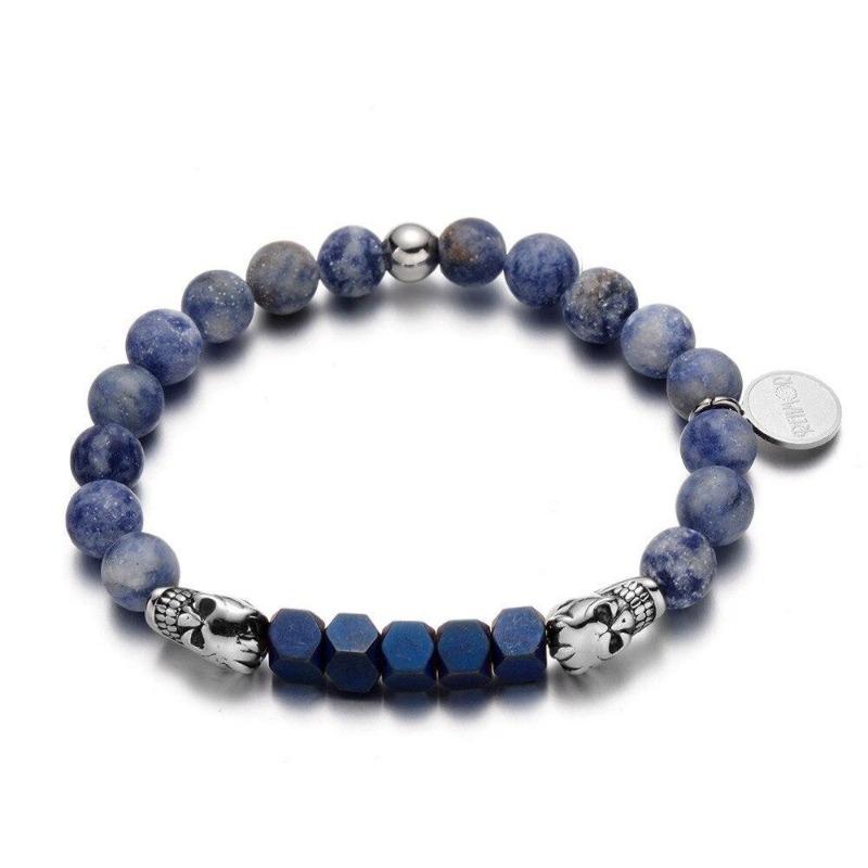 bracelet homme perles naturelles bleues 