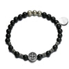 bracelet perle croix homme noir