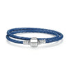 bracelet cuir femme double tour bleu