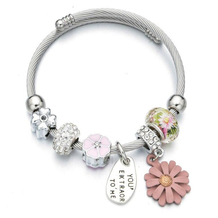 bracelet acier et pampille céramique femme