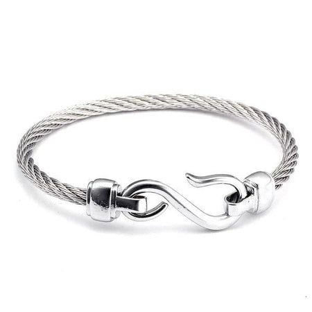 Bracelet acier chirurgical homme argenté maille torsadée fermoir en S poli inoxydable