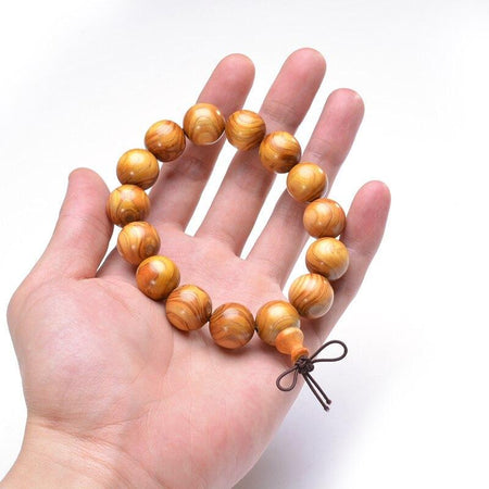 bracelet boule en bois homme naturel