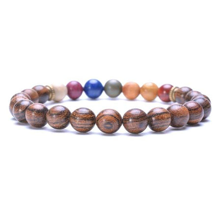 bracelet boule en bois pour homme marron