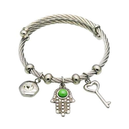 bracelet câble acier et breloque femme