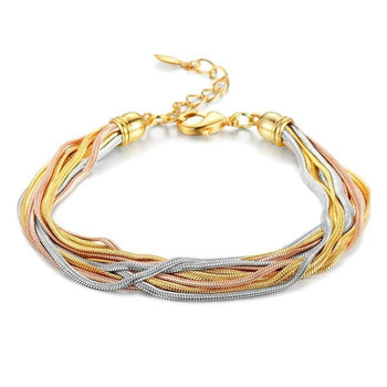 BRACELET CHAÎNE FEMME - TRICOLORE (CHAÎNETTE)