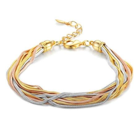 BRACELET CHAÎNE FEMME - TRICOLORE (CHAÎNETTE)