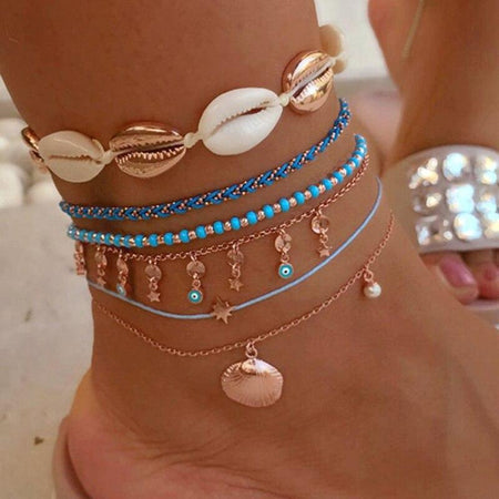 bracelet cheville coquillage femme tendance