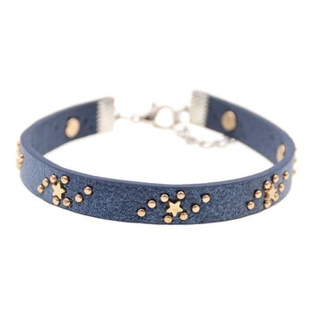bracelet cheville cuir femme bleu