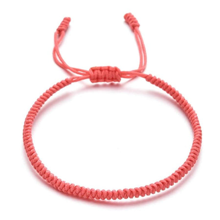 Bracelet cordon corail tressage spiralé nœuds coulissants cordes ajustables