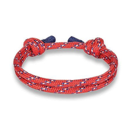 Bracelet cordon marin corde trame tissée rouge nœuds cordages